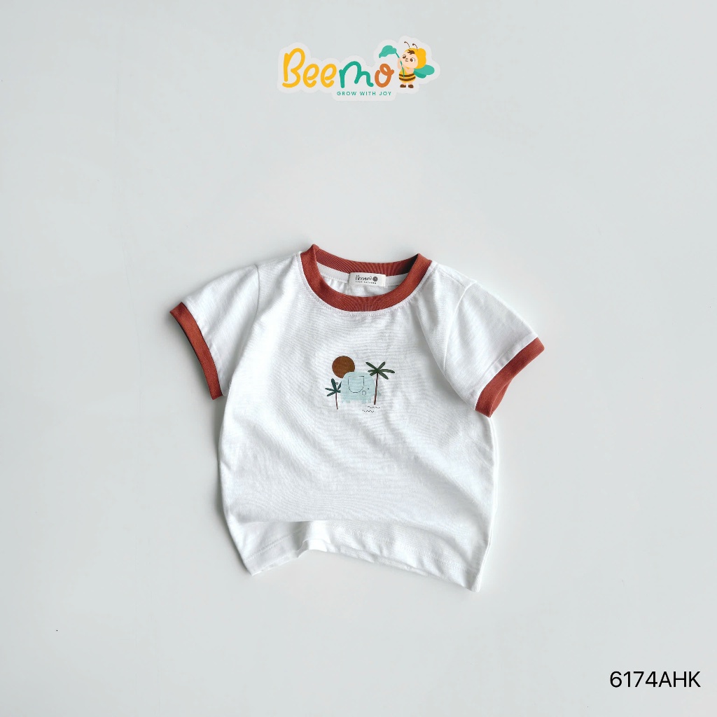 Combo 2 áo cộc tay Beemo họa tiết in hình động vật chất liệu cotton xước mềm mại cho bé 9-24kg