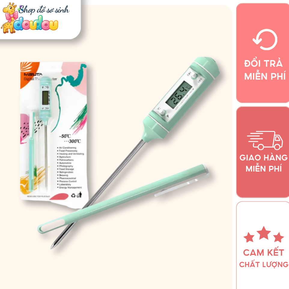 Nhiệt Kế Điện Tử Misuta Nhiệt Kế Inox 304 Đo Nước Pha Sữa DouDou A22