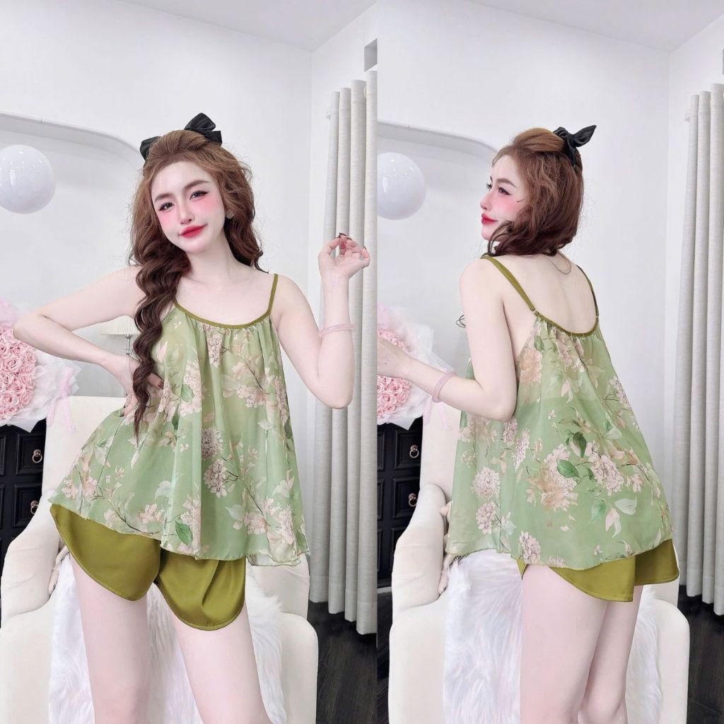 DN09) Đồ Ngủ Nữ Bigsize, Đồ Ngủ Sexy lụa Latin mềm mại xinh xắn