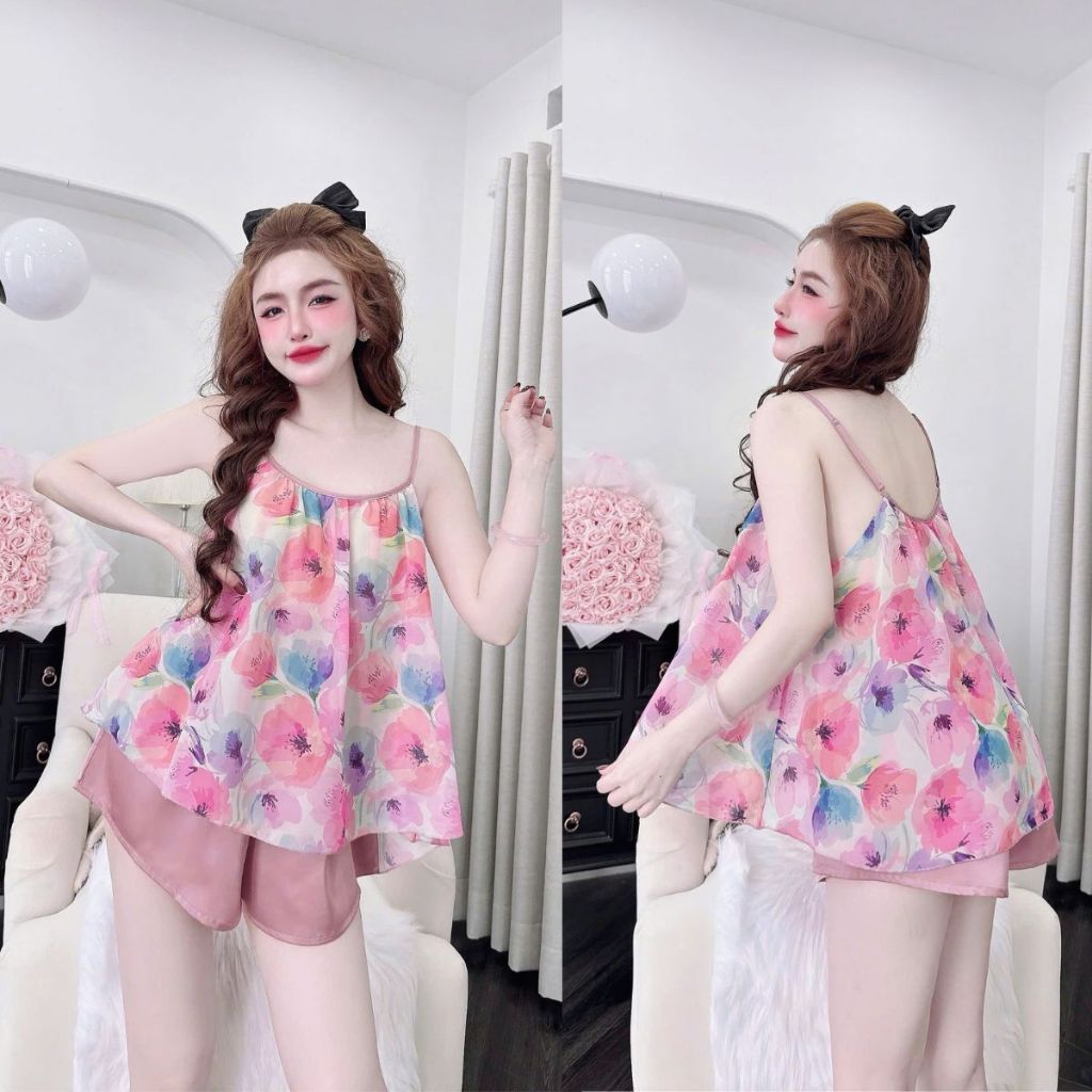 đồ ngủ Đồ Ngủ 2 Dây chiffon , Đồ Ngủ Sexy lụa Latin cao cấp mềm mại xinh