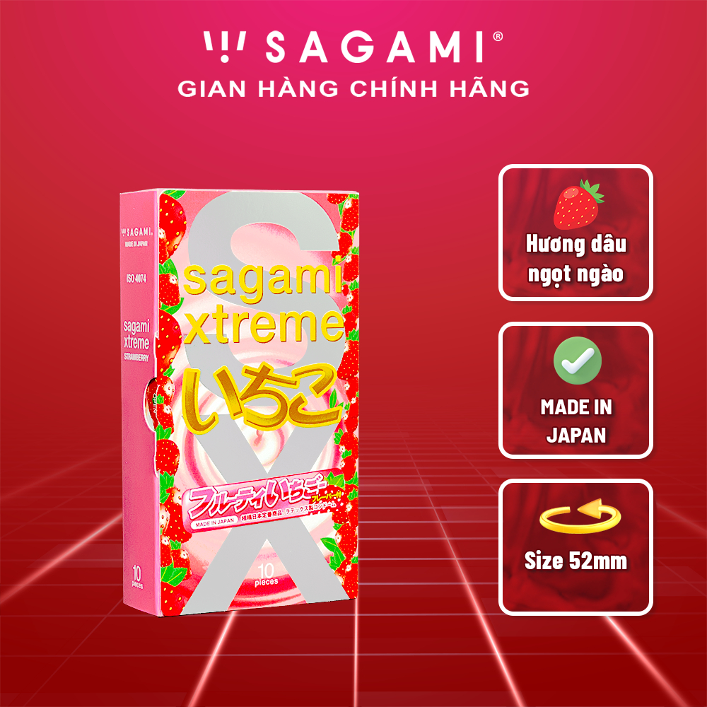 Bao cao su Sagami Strawberry - hương dâu dịu ngọt cao cấp - 01 Hộp