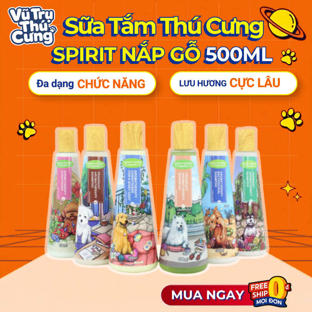Sữa tắm nước hoa thơm lâu cho Chó Spirit nắp gỗ 500ml