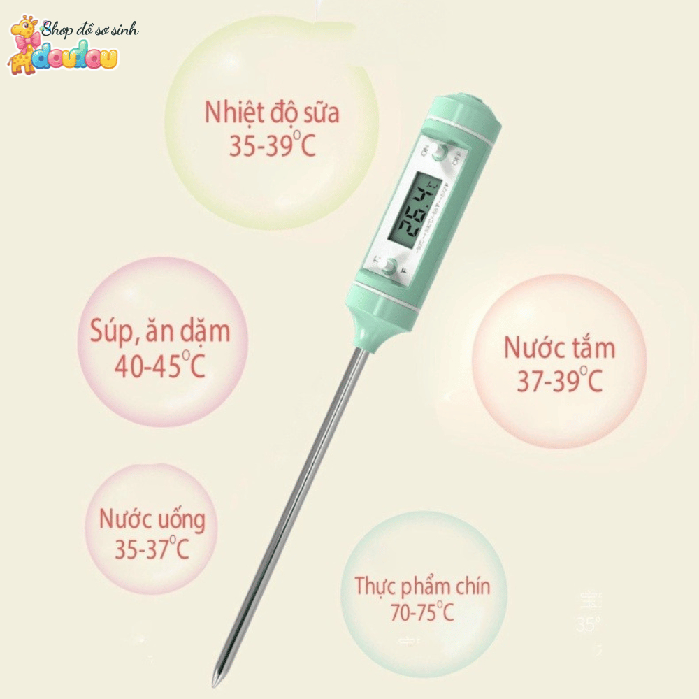 Nhiệt Kế Điện Tử Misuta Nhiệt Kế Inox 304 Đo Nước Pha Sữa DouDou A22