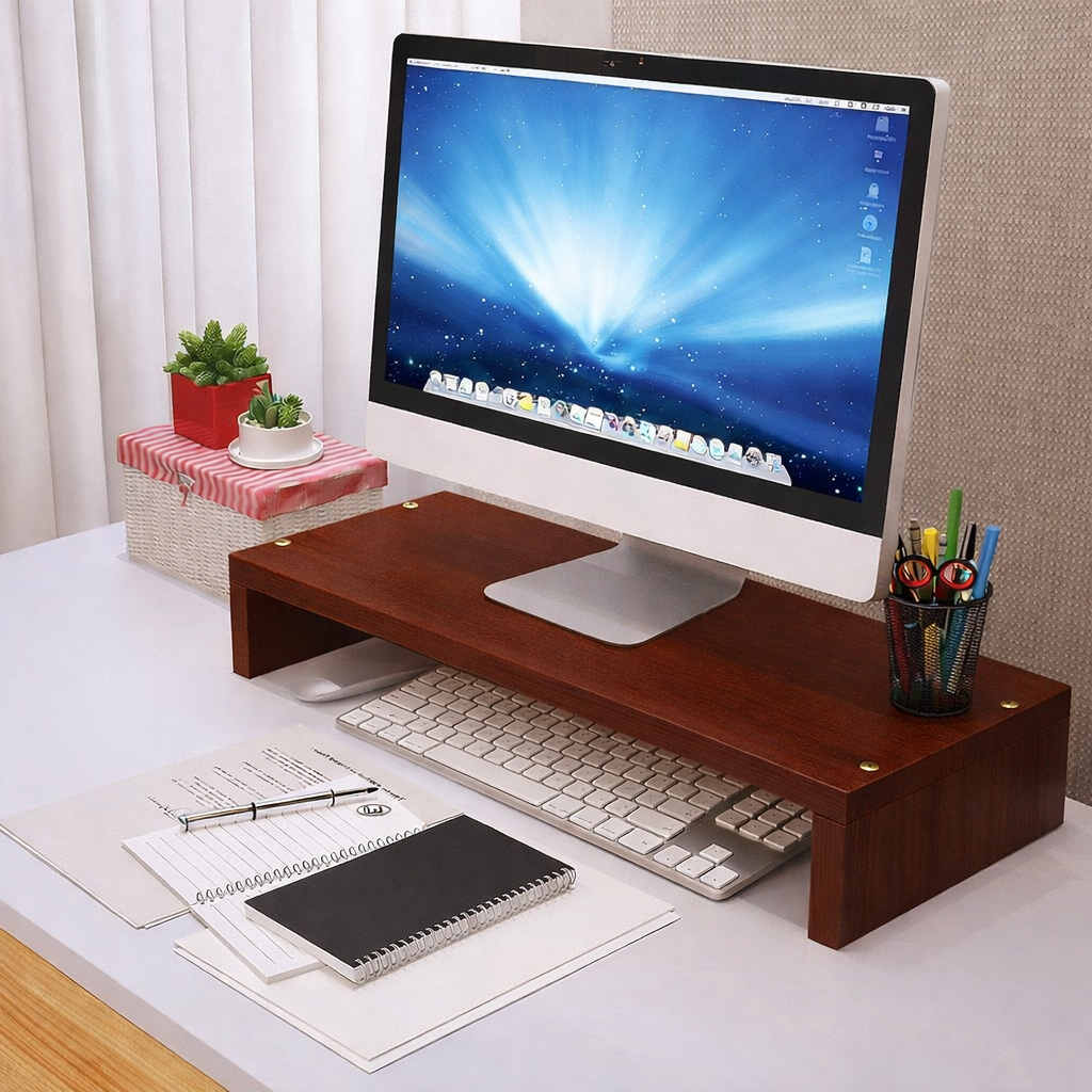 Kệ ngang để màn hình vi tính , decor trang trí bàn làm việc , gỗ mdf dày 17mm phủ melamin | BigBuy360 - bigbuy360.vn