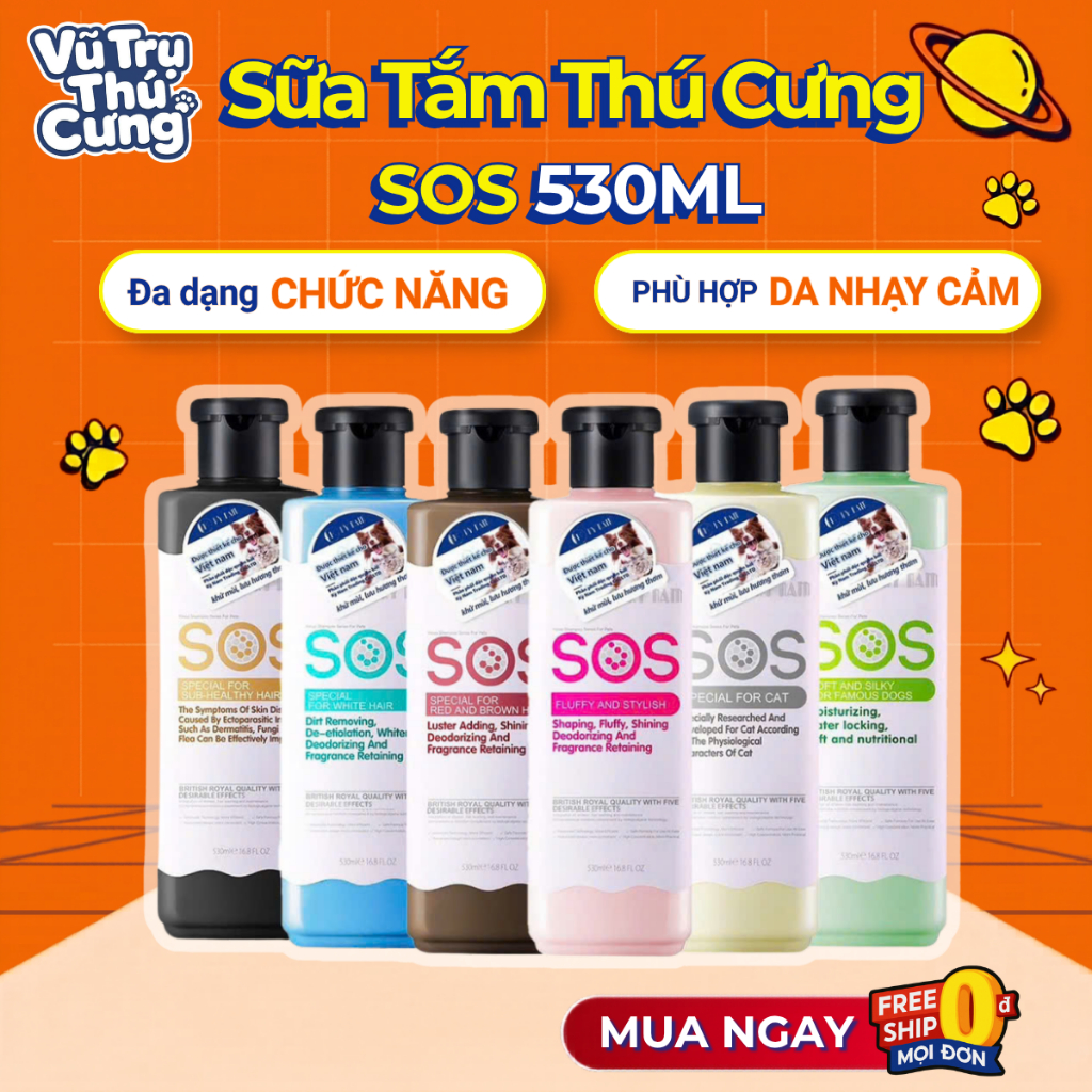(Chính hãng) Sữa tắm SOS cho Chó Mèo 530ml giúp mượt lông và lưu hương thơm