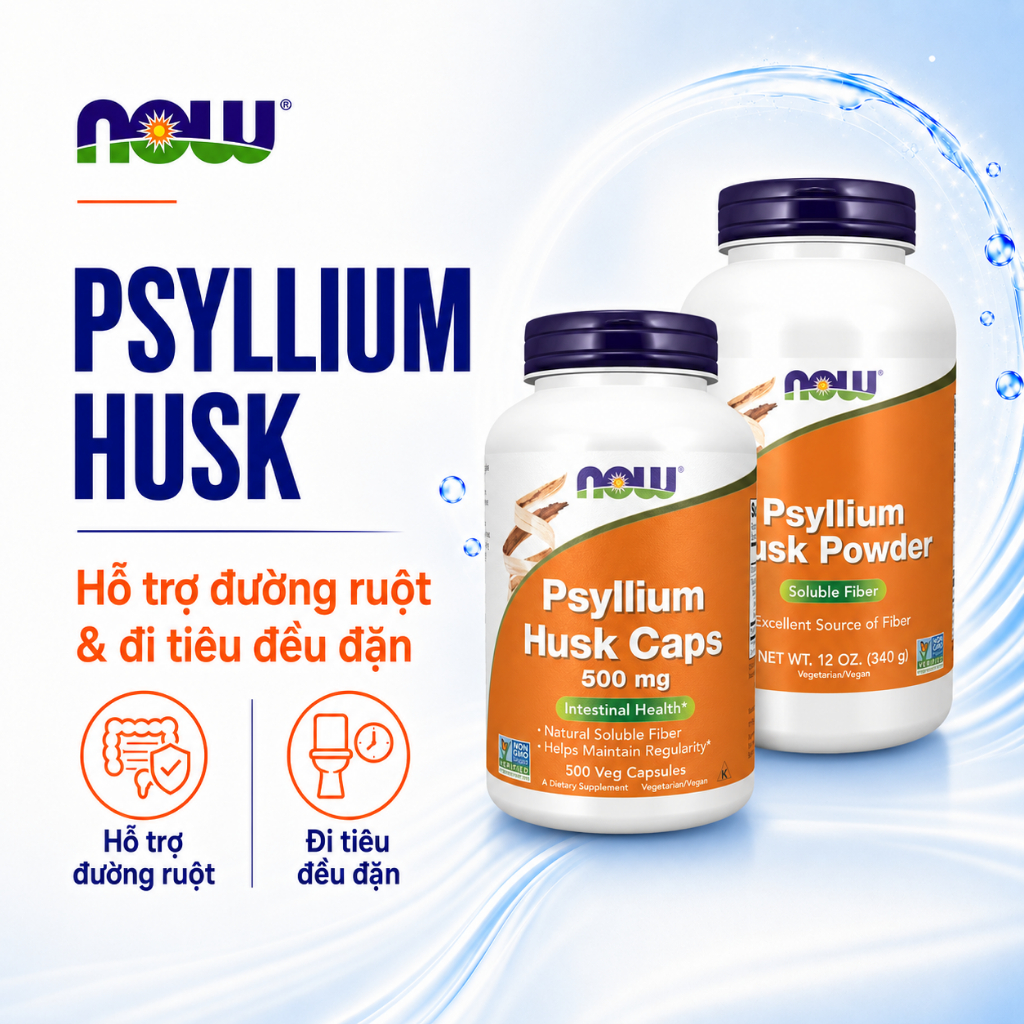 Viên uống chất xơ Psyllium Husk Caps Now chiết xuất vỏ mã đề (500 viên ...