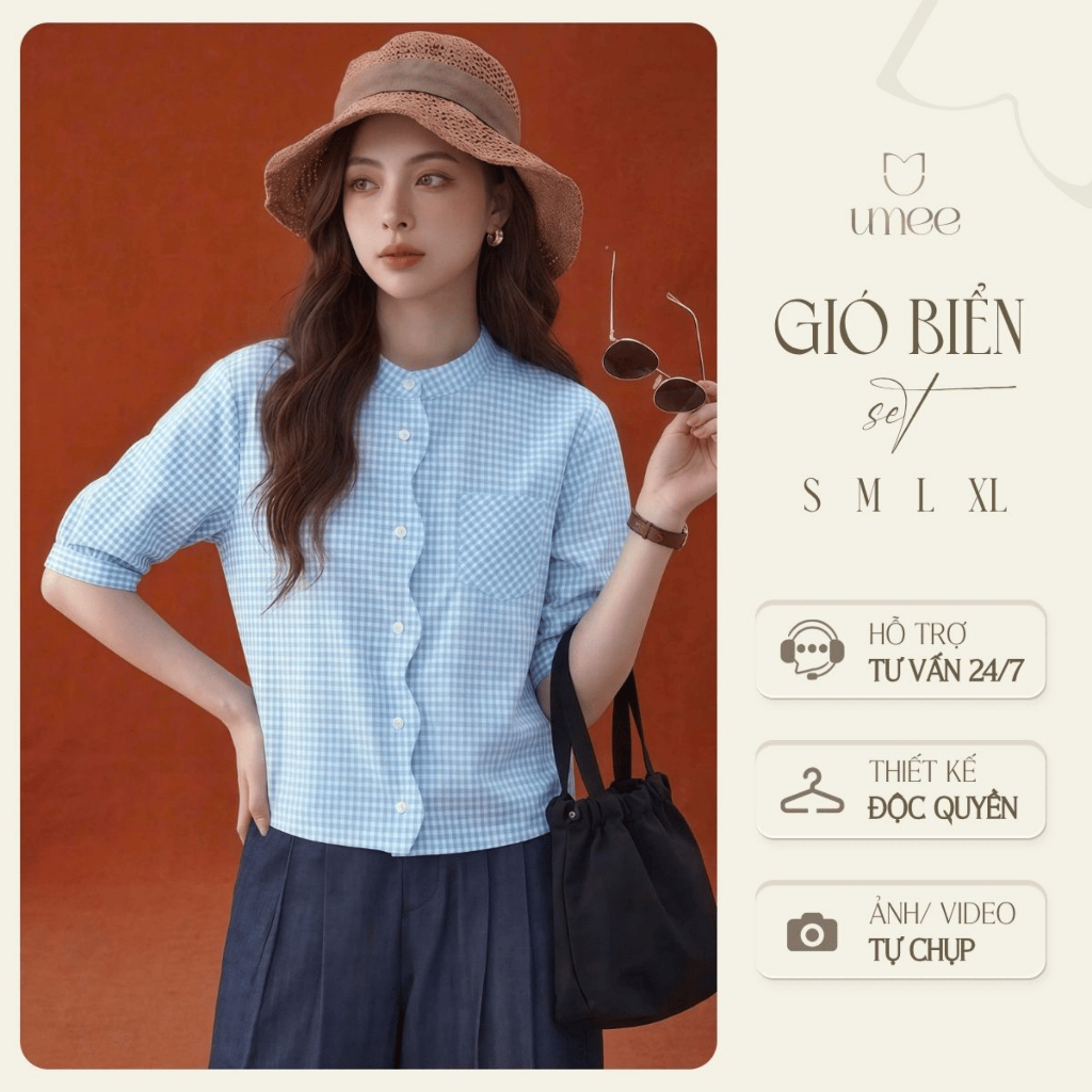 Umee Design - Áo Sơ Mi Xanh Caro Thiết Kế Sang Chảnh "Gió Biển Set"