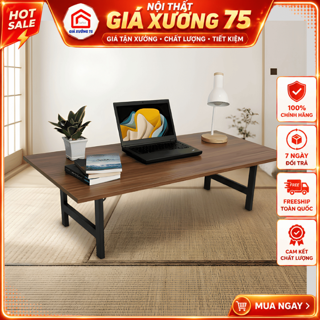 Bàn Học Ngồi Bệt Kiểu Nhật , Bàn Thấp Gập Gọn Tiện Lợi UH, Giao Hàng Lắp Sẵn, Mặt Gỗ MDF Chống Trầy