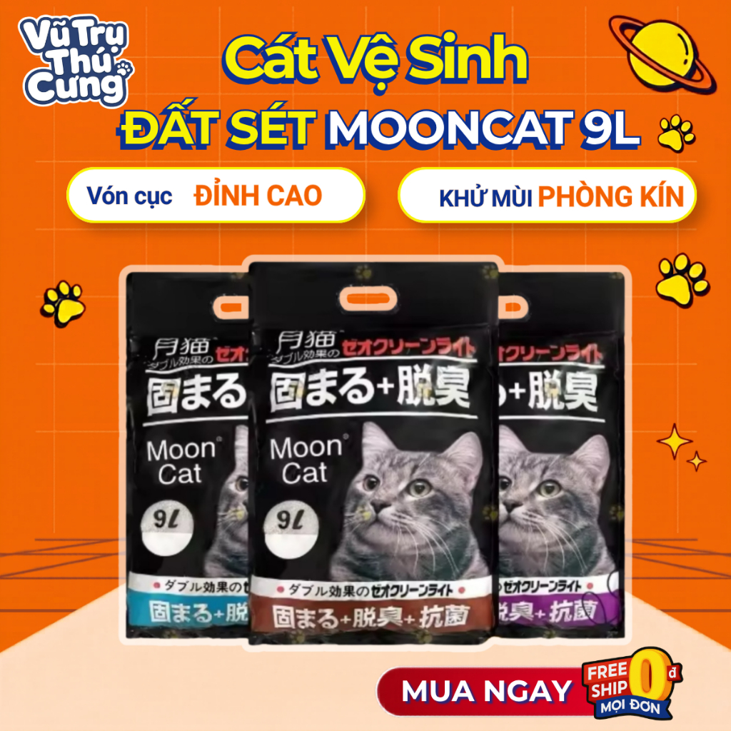 Cát Nhật Đen MoonCat 9L vệ sinh cho mèo, vón cục, khử mùi tốt