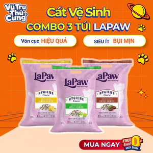 COMBO 3 TÚI Cát vệ sinh cho mèo Lapaw Than hoạt tính khử mùi tốt 8L