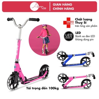[Thuỵ Sĩ] Xe scooter Micro Cruiser LED - Bánh xe lớn, có đèn LED - Cổ xe rộng - Bảo hành 2 năm