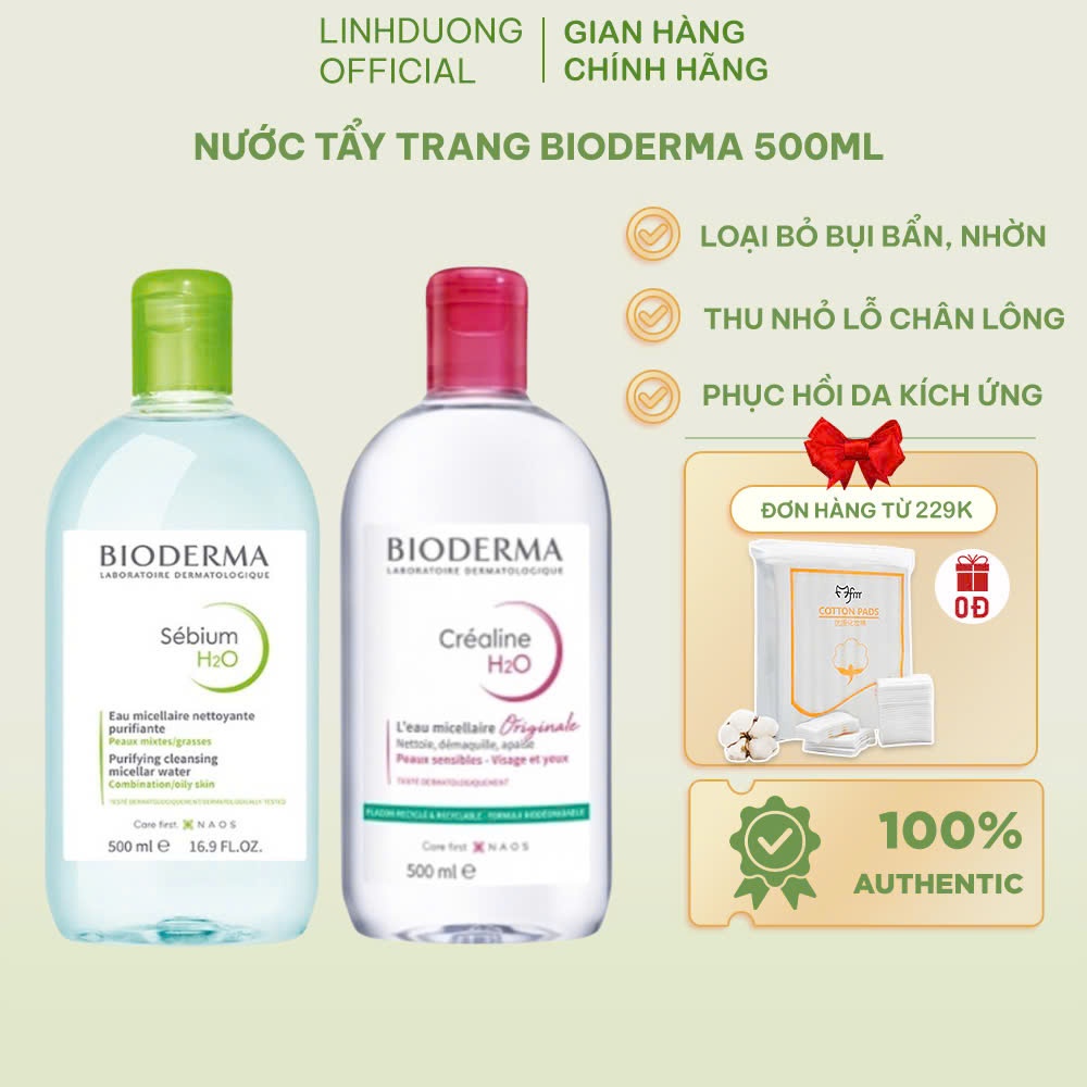 Nước Tẩy Trang Bioderma Sensibio H2O Chính Hãng Cho Da Dầu Mụn Và Da Nhạy Cảm +++500ML