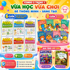 2 Bộ: Combo 6 Cuốn 508 Câu Hỏi Rèn Tư Duy Cho Trẻ Tiền Tiểu Học 3–6 Tuổi + Combo 8 Cuốn Tô Màu Sáng Tạo