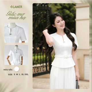 Áo Kiểu Nữ LAMER FASHION Dáng Peplum Đai Eo Đính Nơ Trang Trí Thanh Lịch, Công Sở O61B26Q004
