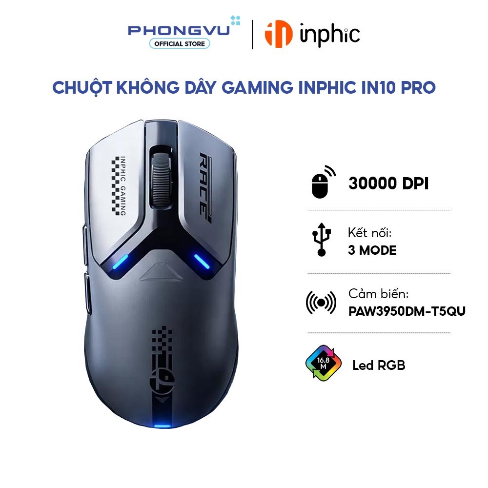 Chuột không dây Gaming Inphic IN10 Pro PixArt PAW3950 (Titan Bạc) - Bảo ...