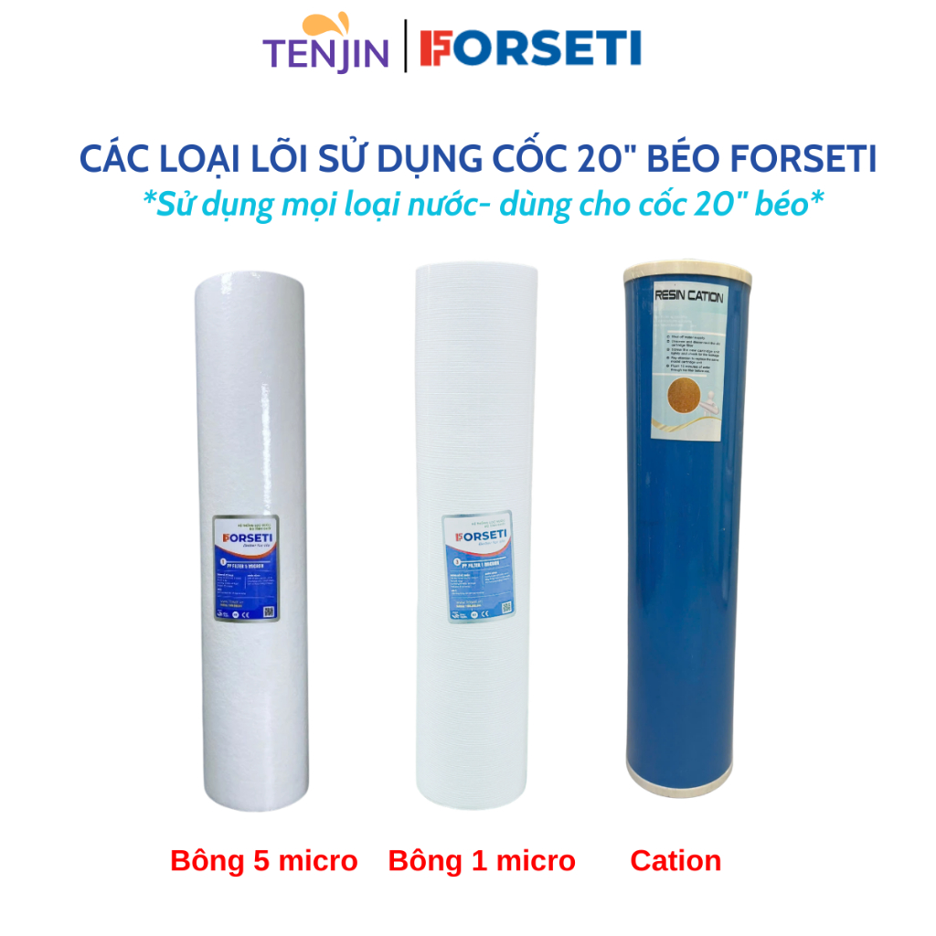 Lõi Lọc Thô Đầu Nguồn Dùng Cho Cốc 20 Inch Béo (Jumboo) -Forseti Chính Hãng Giúp Loại Bỏ Tạp Chất Trong Nước