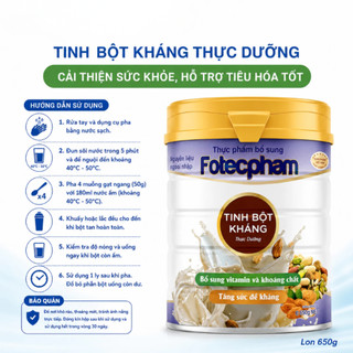 Sữa Fotecpham Tinh Bột Kháng Thực Dưỡng - Bổ Sung Dinh Dưỡng Từ Các Loại Hạt, Tốt Cho Tiêu Hóa Lon 650G