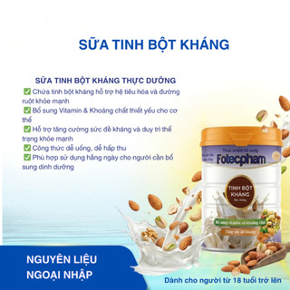 Sữa Fotecpham Tinh Bột Kháng Thực Dưỡng - Bổ Sung Dinh Dưỡng Từ Các Loại Hạt, Tốt Cho Tiêu Hóa Lon 650G