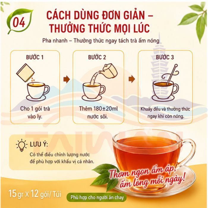 [IMEI - Đài Loan] Trà táo đỏ long nhãn hoà tan đẹp da, dưỡng khí 12 gói / Túi