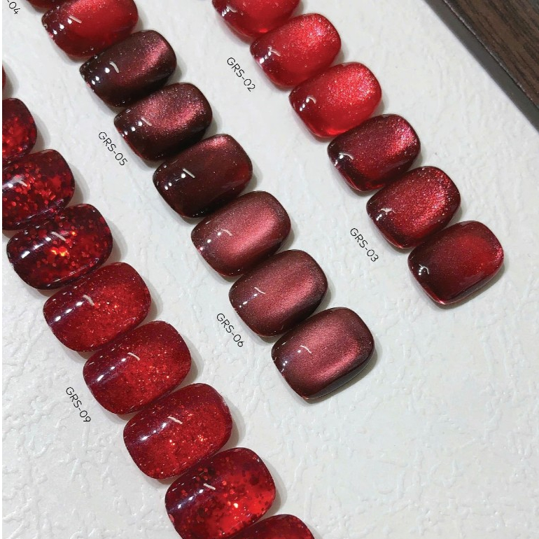 Sơn gel Rouni mắt mèo đỏ mới 2026 thu đông mắt mèo ruby thạch anh đỏ nhũ đỏ lấp lánh tiệm nail