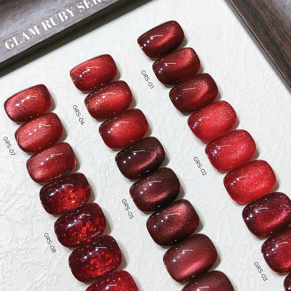 Sơn gel Rouni mắt mèo đỏ mới 2026 thu đông mắt mèo ruby thạch anh đỏ nhũ đỏ lấp lánh tiệm nail