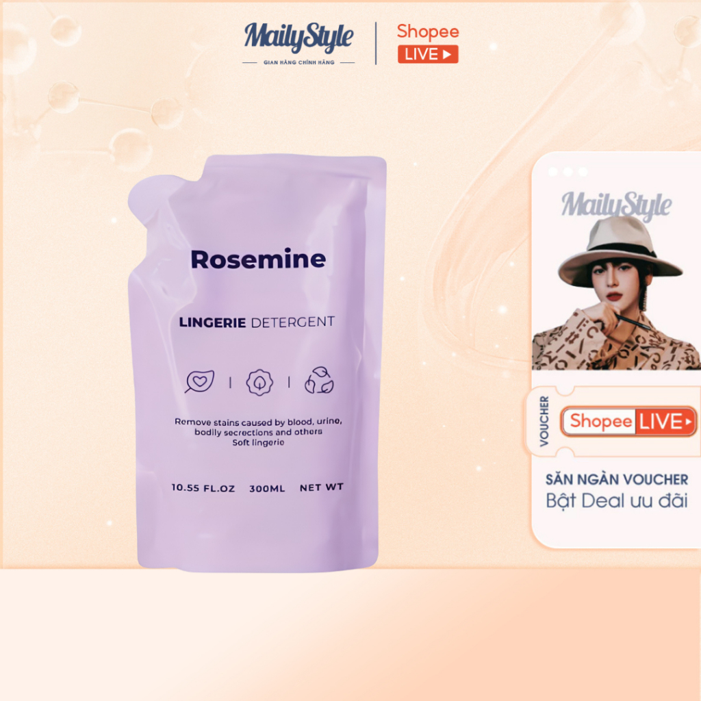 A45_Nước Giặt Đồ Lót Rosemine Lingerie Detergent 300ml