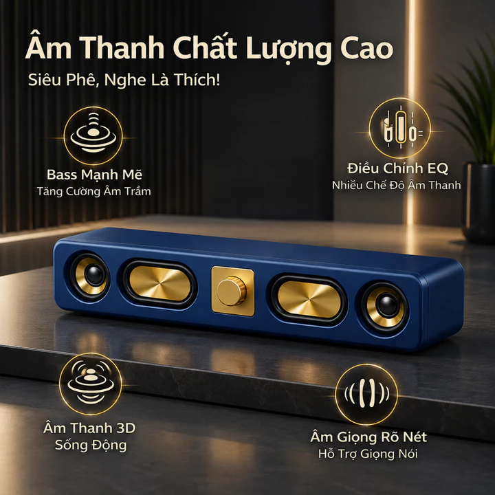 Loa Bluetooth Soundbar, Loa Mini Không Dây, Loa Bass Mạnh, Loa Nghe Nhạc, Loa TV, Loa Bluetooth Cao Cấp, Âm Thanh 3D, Kế