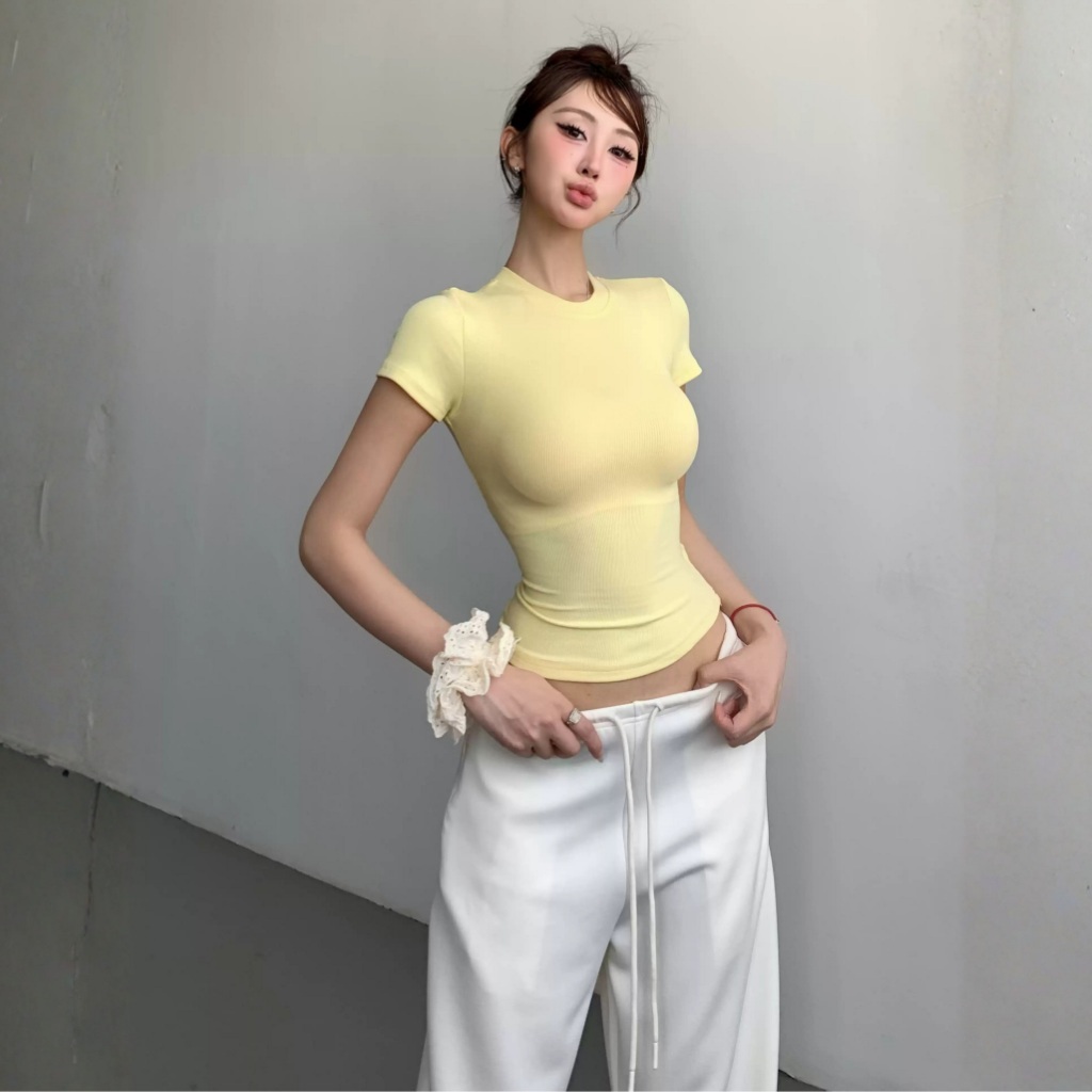 [Mở Bán] Áo Thun Nữ Tay Ngắn Cổ Tròn Basic Thun Borip Lụa DD42 Ôm Form, Mềm Mịn, Co Giãn Minh Khuê Boutique