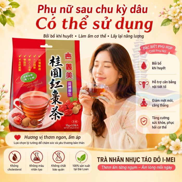 Combo Trà Gừng Đường Nâu IMEI Đài Loan Chất Lượng Cao, Hỗ Trợ Sức Khỏe Tự Nhiên 12 gói/túi