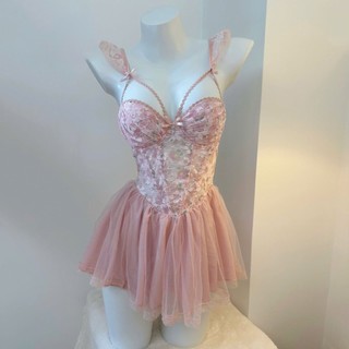 V63 Váy Ngủ Nữ Phối Ren Hoa Cao Cấp Kèm Đệm Chip Phương Linh Underwear