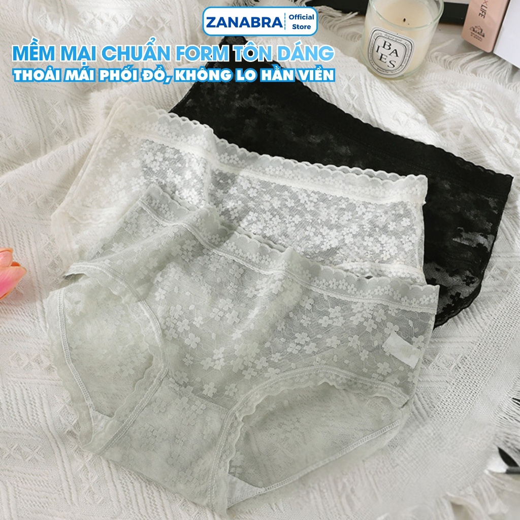 Quần lót nữ ren hoa cạp vừa - Quần lót ren mỏng nhẹ, đáy may không cộm ZANABRA L2018