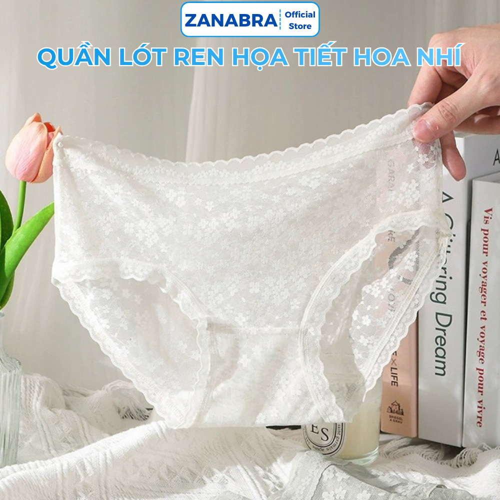 Quần lót nữ ren hoa cạp vừa - Quần lót ren mỏng nhẹ, đáy may không cộm ZANABRA L2018