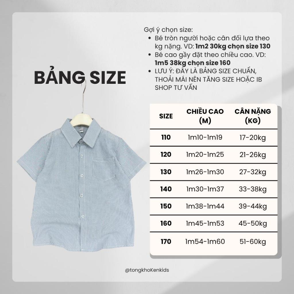 ÁO SƠ MI KẺ Cho Bé Trai từ 17-60kg Chất vải Thô Hàn Mềm Mịn, Thấm Hút Mồ Hôi, Phong cách Lịch sự