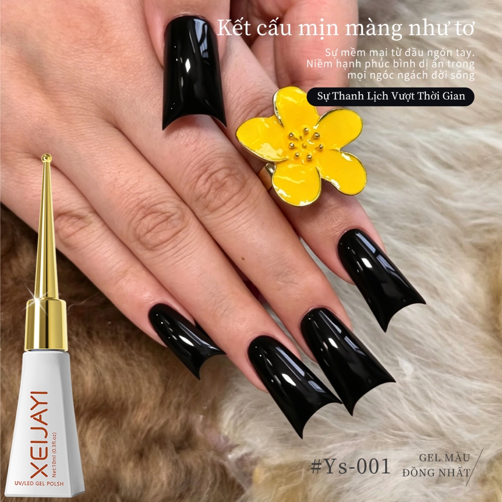 XEIJAYI 10ml-Sơn gel móng tay màu đen cổ điển và thời thượng, phù hợp cho salon và sử dụng hàng ngày