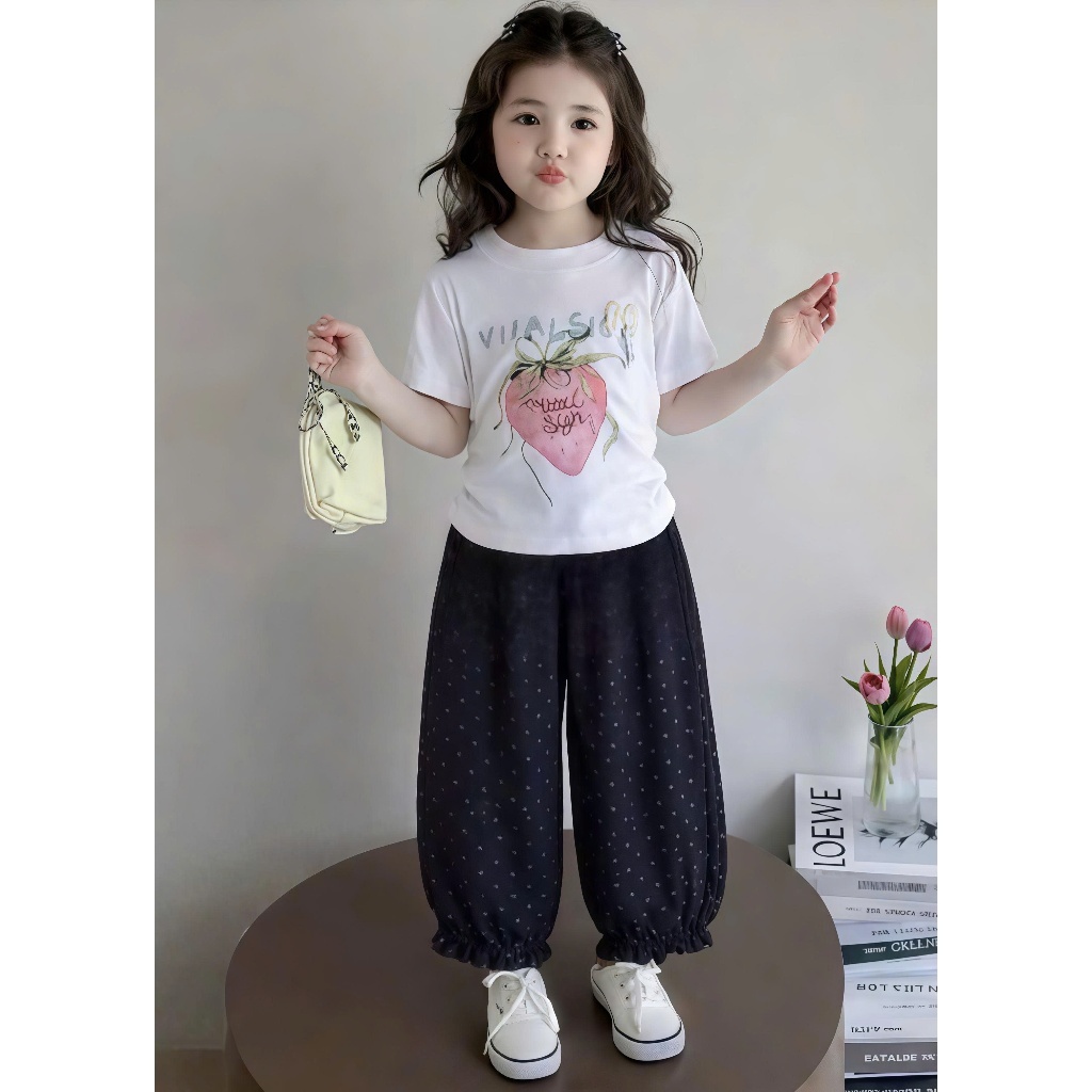 Quần Đũi Bé Gái Ống Bo Họa Tiết Hoa Nhí Style Hàn Quốc – Quần Suông Mặc Mát Cho Bé 2-10 Tuổi
