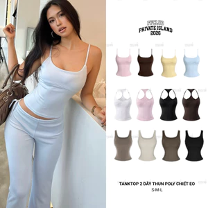 Áo Hai Dây Basic Chiết Eo Vải Poly Cao Cấp FFCLUB