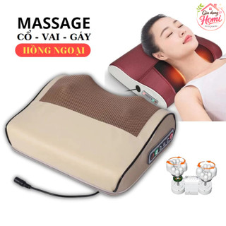 Gối Massage Cổ Vai Gáy Hỗ Trợ Giảm Đau Mỏi Vai Gáy - Máy Massage Hồng Ngoại 20 Bi Cao Cấp