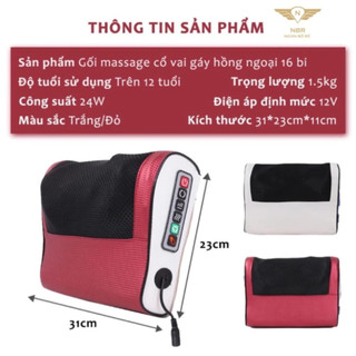 Gối Massage Cổ Vai Gáy Hồng Ngoại Cao Cấp Giảm Đau Mỏi Cổ Vai Gáy Thư Giãn Cơ