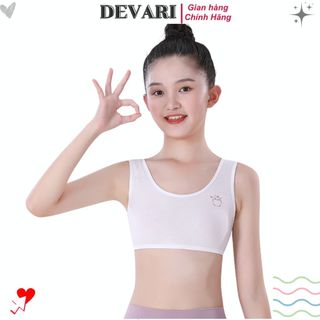 Áo lá bé chất cotton thấm hút mồ hôi thoáng khí, Áo lót học sinh gái dậy thì họa tiết dễ thương B341