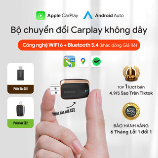 Bộ kết nối USB Carplay không dây Cronus - WIFI 6 + Bluetooth 5.4 ,Bảo hành tại Việt Nam, Có Update OTA