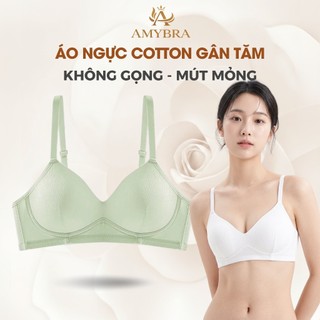 Áo Ngực Nữ Cotton Mút Mỏng Thoáng Khí, Áo Lót Không Gọng Form Ôm Nâng Đỡ Tự Nhiên AMYBRA A409