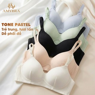 Combo Áo Ngực Không Gọng Mút Mỏng Cotton Thoáng Mát - Set Áo Lót Nữ Form Ôm Mềm Mại AMYBRA A409