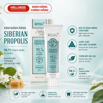 [ Keo ong – Siberian ] Kem đánh răng Keo ong Siberi bảo vệ tự nhiên Siberian Propolis Extra – 75 ml/hộp