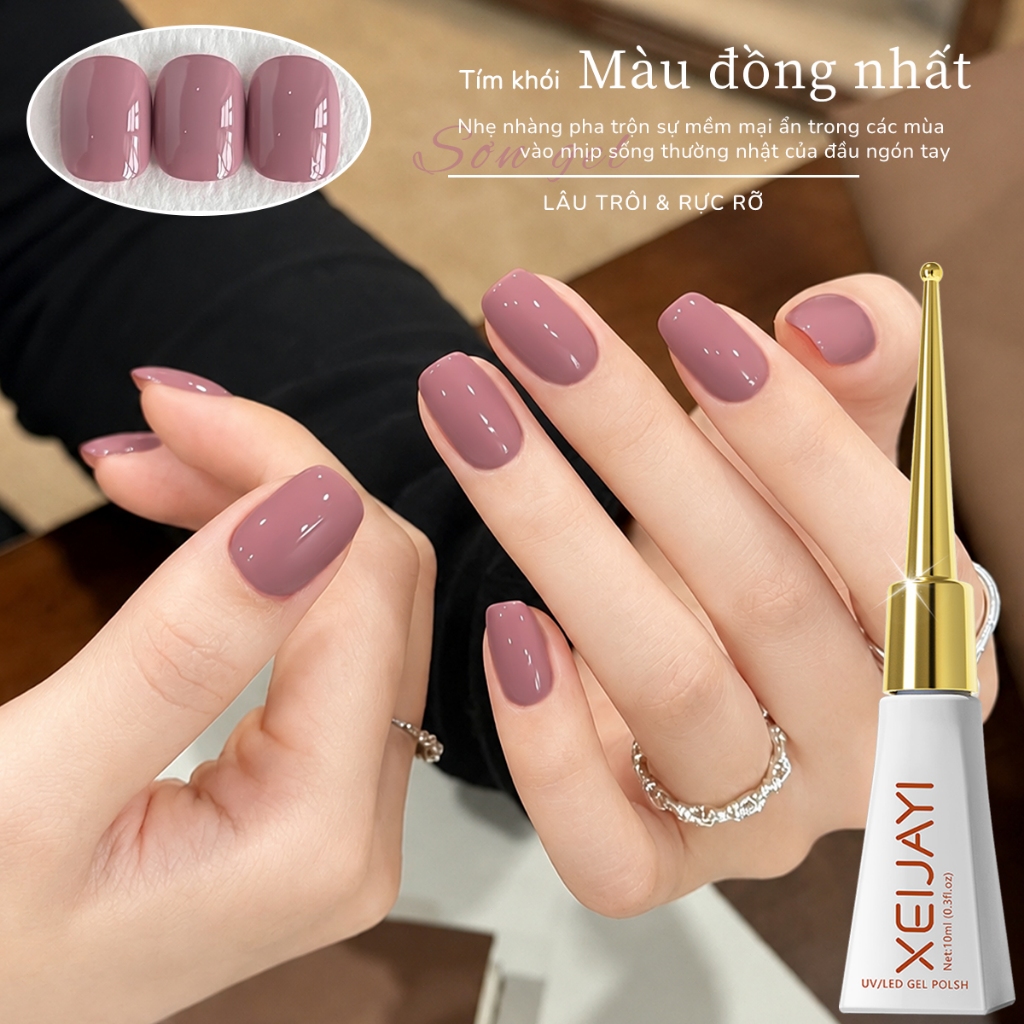XEIJAYI 10ml - Sơn móng tay dạng gel màu tím hồng nhạt, bóng lâu trôi, hoàn hảo cho việc tự làm sơn móng tay.