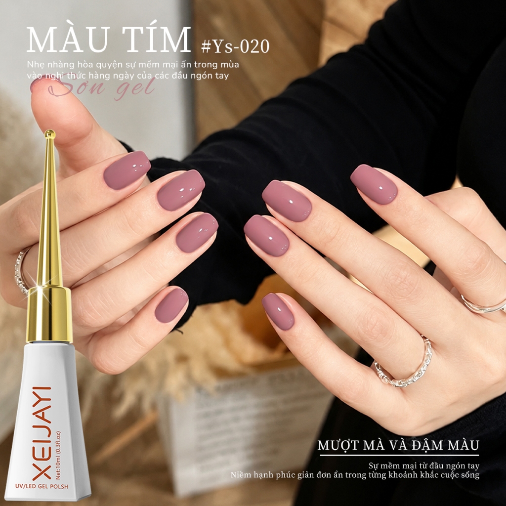 XEIJAYI 10ml - Sơn móng tay dạng gel màu tím hồng nhạt, bóng lâu trôi, hoàn hảo cho việc tự làm sơn móng tay.