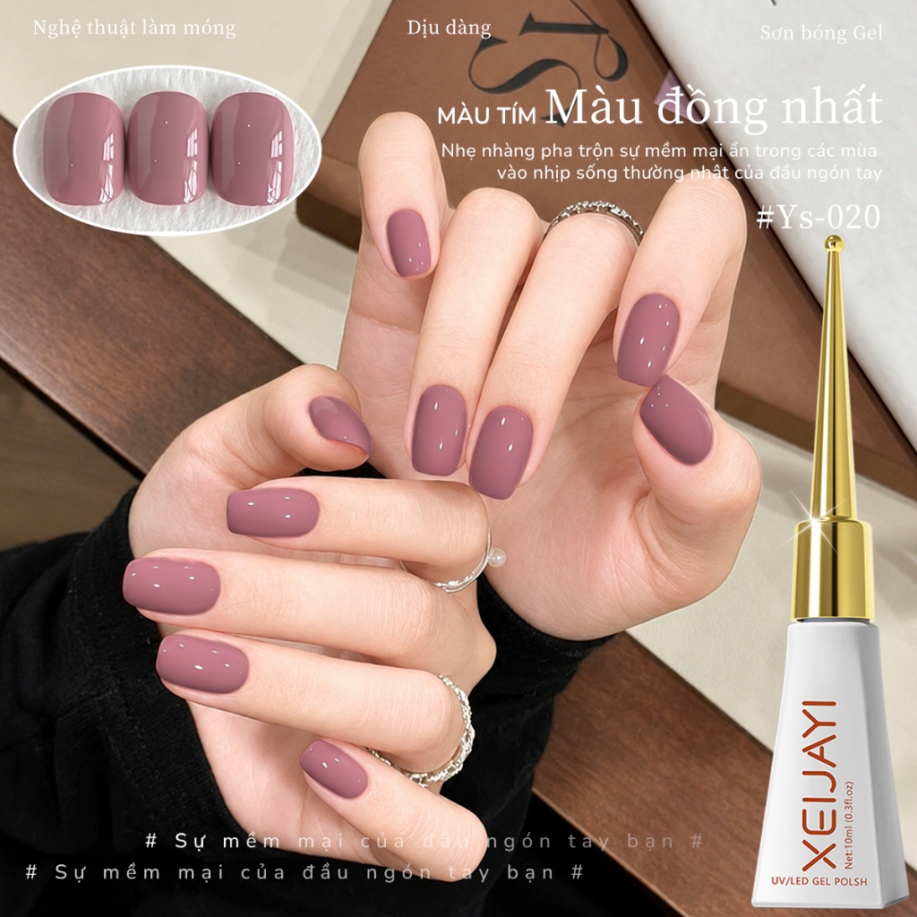 XEIJAYI 10ml - Sơn móng tay dạng gel màu tím hồng nhạt, bóng lâu trôi, hoàn hảo cho việc tự làm sơn móng tay.