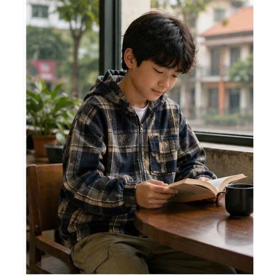 Áo khoác caro kẻ sọc có mũ khóa kéo đa dạng mẫu mã thời trang trẻ trung vải flannel thoáng khí .