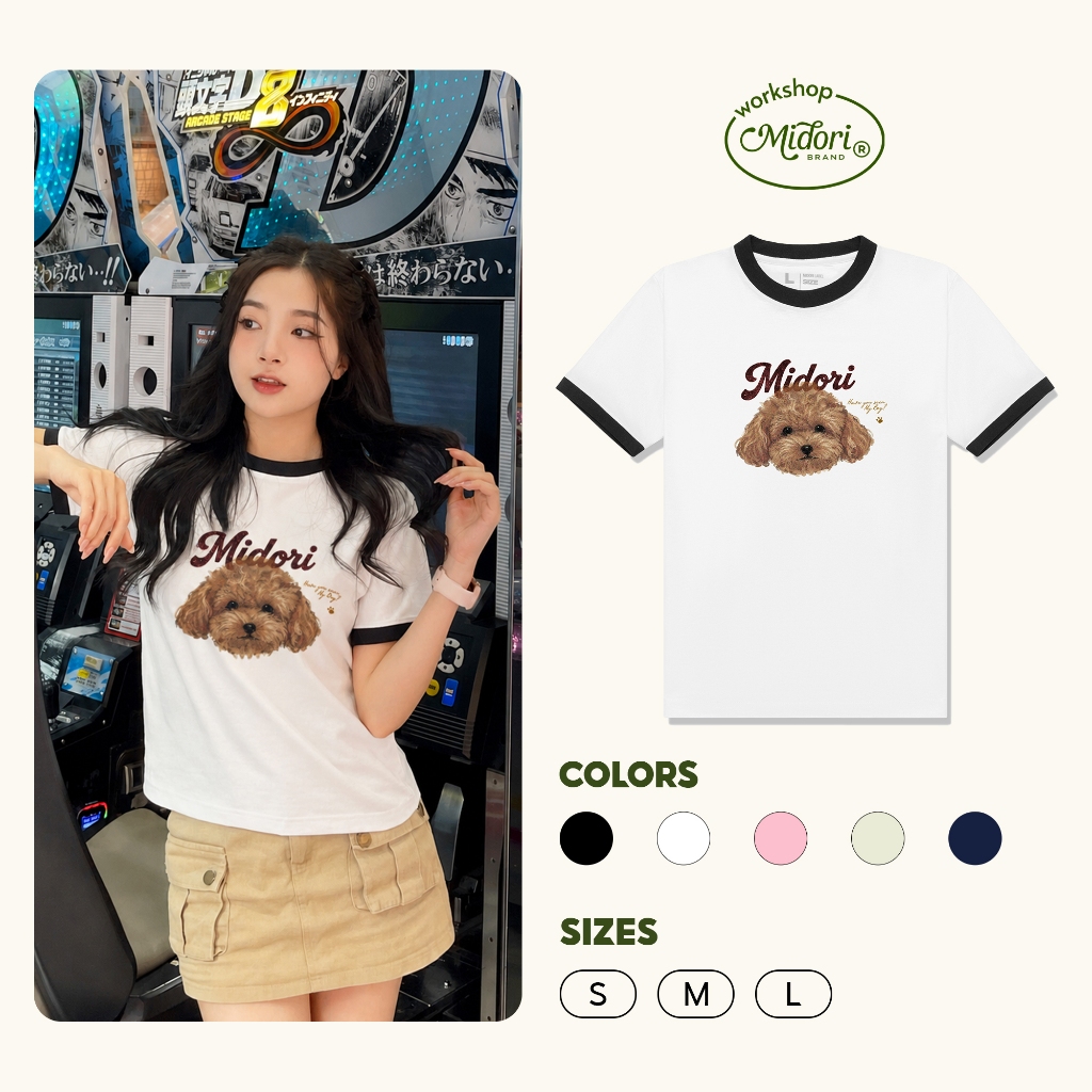 Áo Thun Baby Tee Poodle Nâu Nữ Form Ôm Vải Cotton Thời Trang Trẻ Trung | MI MIDORI