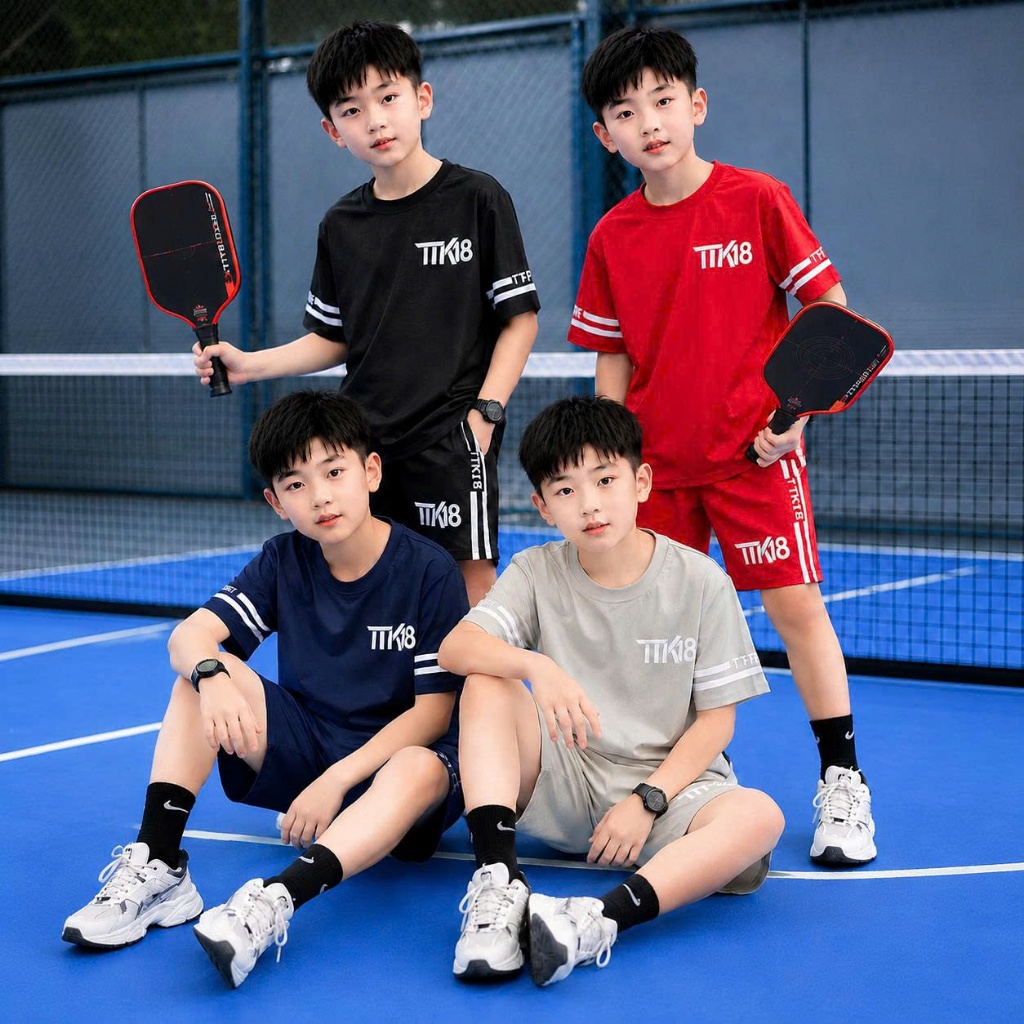 BỘ QUẦN ÁO THỂ THAO BÉ TRAI 2026 "TTK18" 15-40KG Bộ cộc tay, Đồ bộ bé trai, quần áo bé trai A112