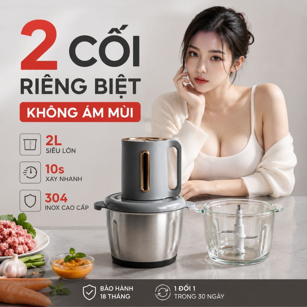 Mishio Kachi Máy Xay Thực Phẩm Đa Năng Mishio MK444 cối Thủy Tinh tặng cối Inox 304 Phân Loại Thực Phẩm Sống Chín -Default Title